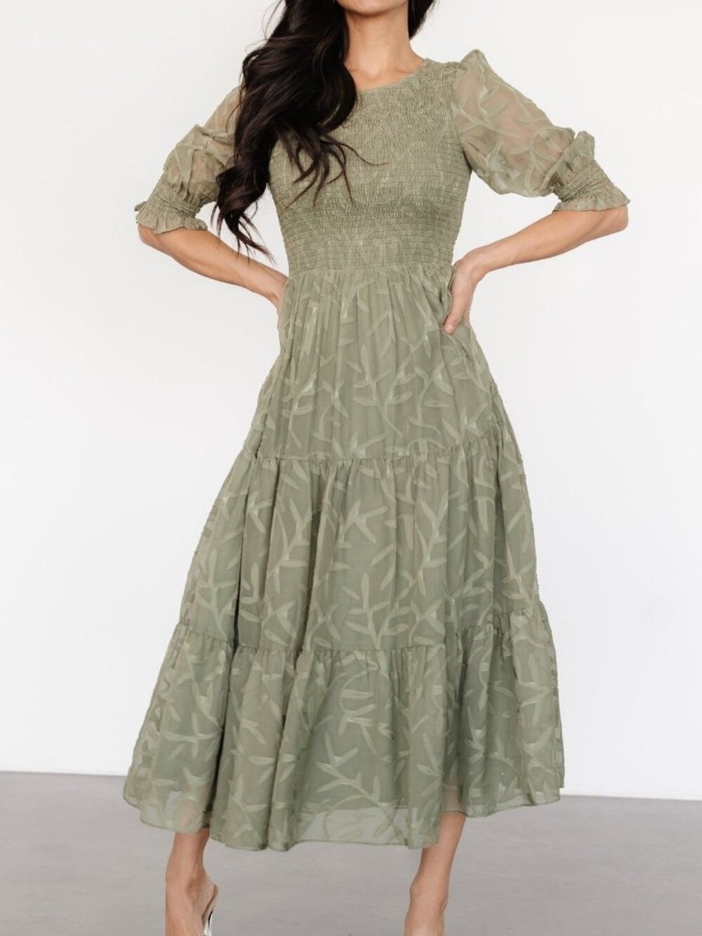Baltic Born Nellie Smocked Midi Dress M NEW Sage Green Bridesmaid Cottagecore